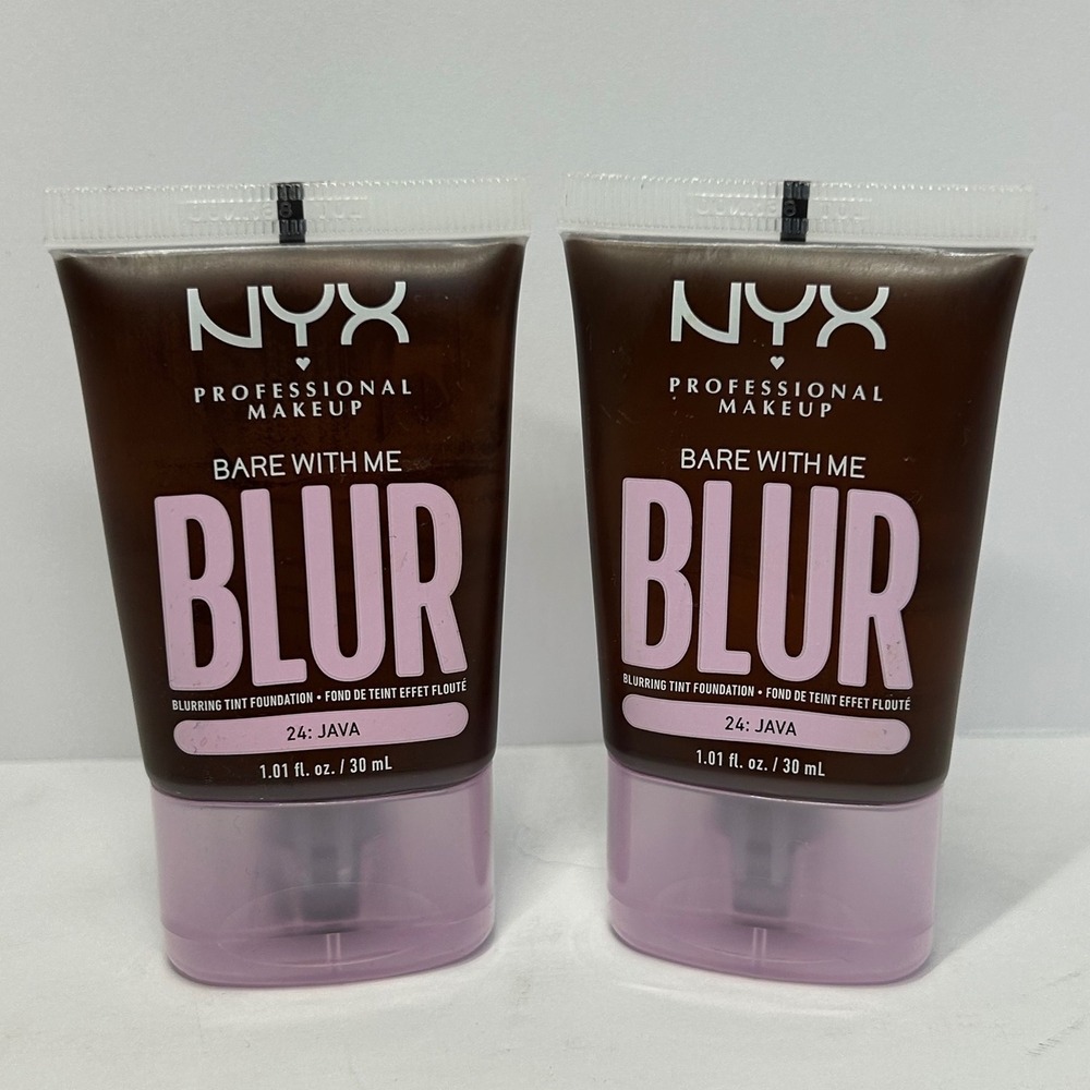 NYX Bare With Me Blur Blurring Tint Foundation 24 Java 1.01oz Lot of 2 NEW